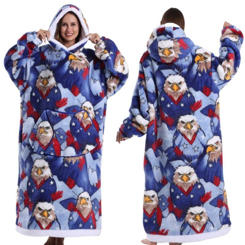 Autumn And Winter Blanket Cold-proof Clothes Hooded Lazy Lengthened Men And Women Couple Plus-sized Warm Hoodie