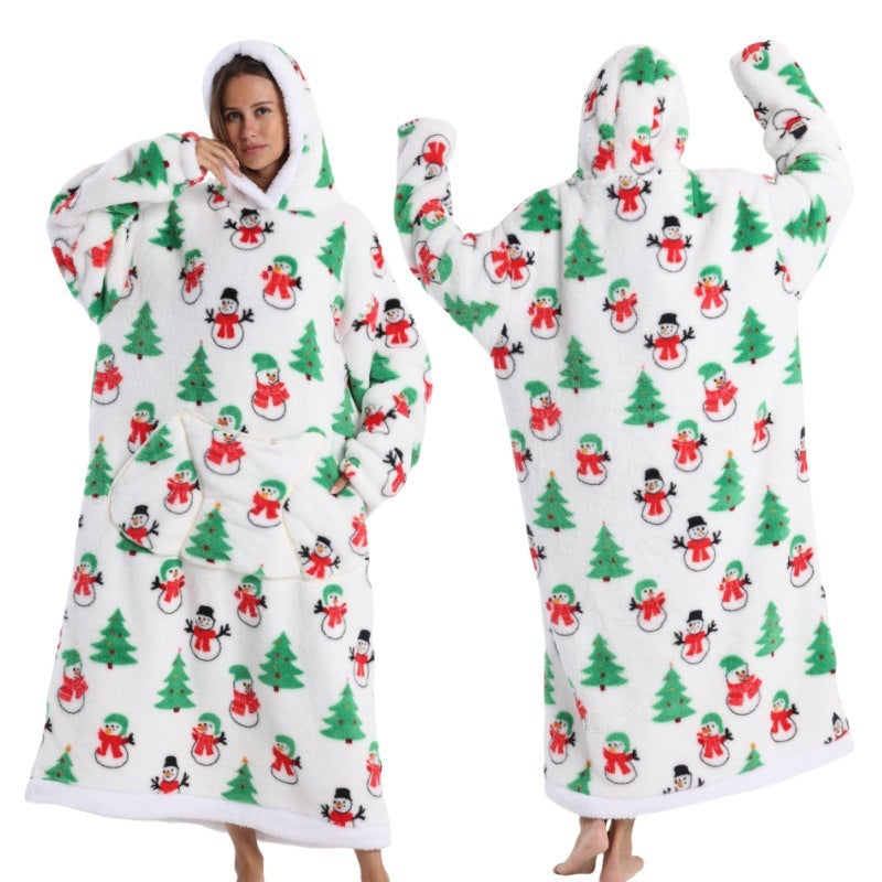 Autumn And Winter Blanket Cold-proof Clothes Hooded Lazy Lengthened Men And Women Couple Plus-sized Warm Hoodie