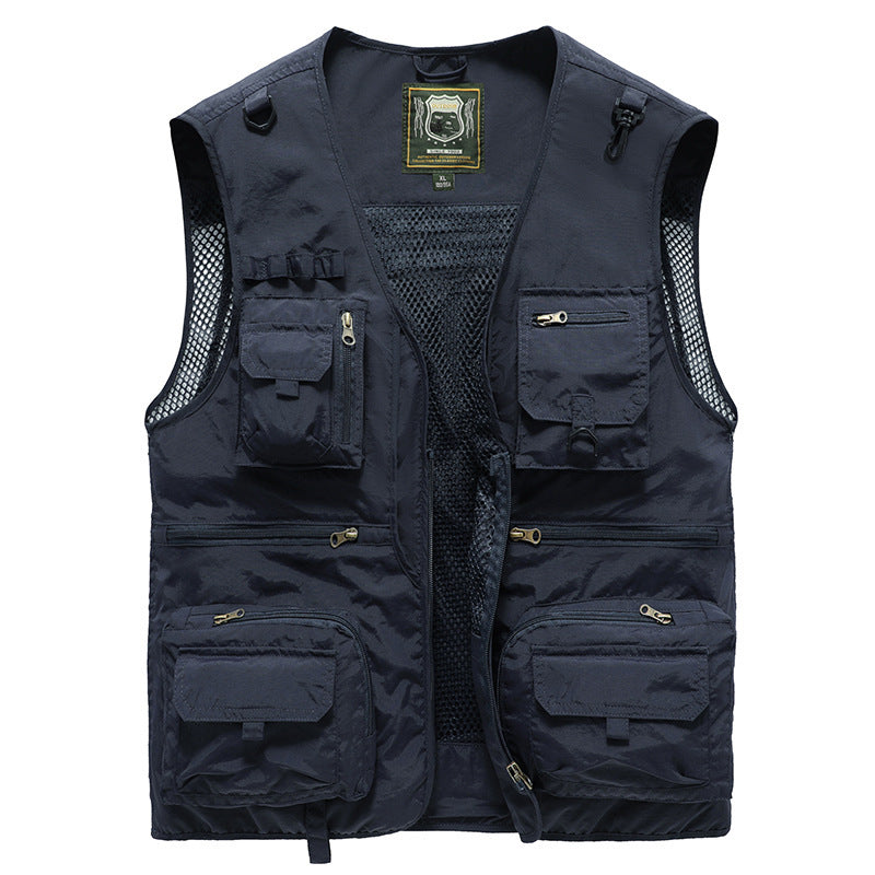 Men’s Tactical Mesh Vest – 14 Pockets Lightweight Outdoor Fishing & Hiking Jacket