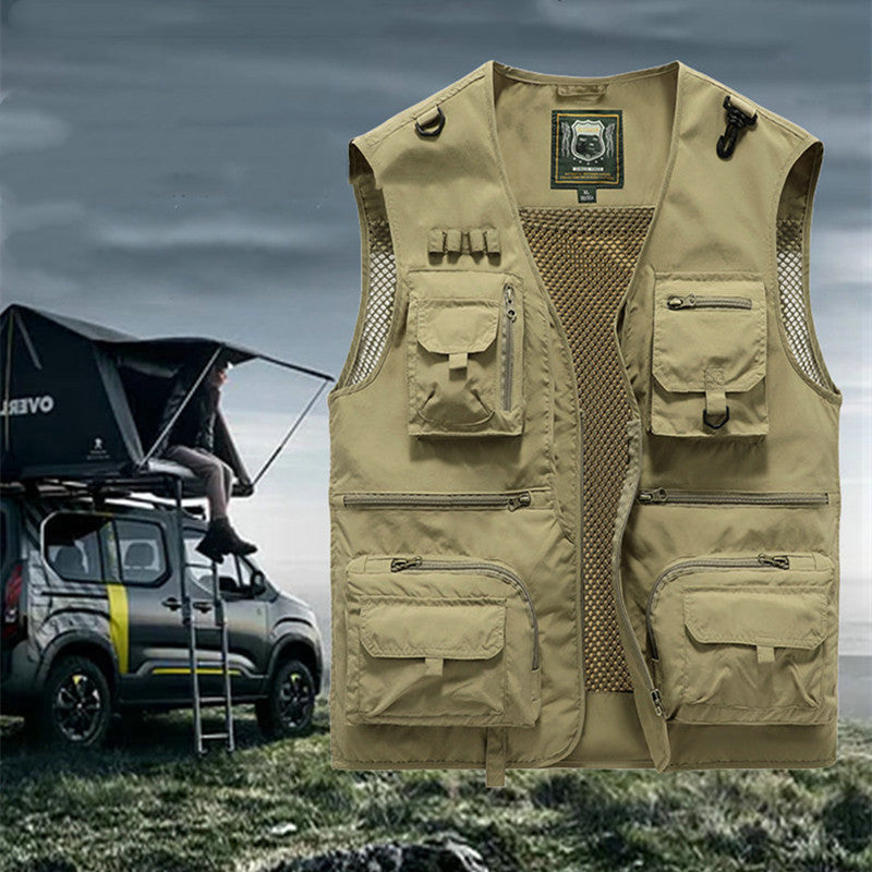 Men’s Tactical Mesh Vest – 14 Pockets Lightweight Outdoor Fishing & Hiking Jacket