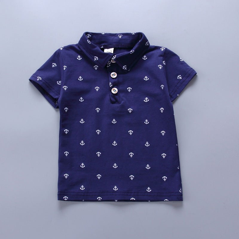 Anchor printed boy boy suit Korean short sleeve spring summer children's wear - MINARA BIUTY