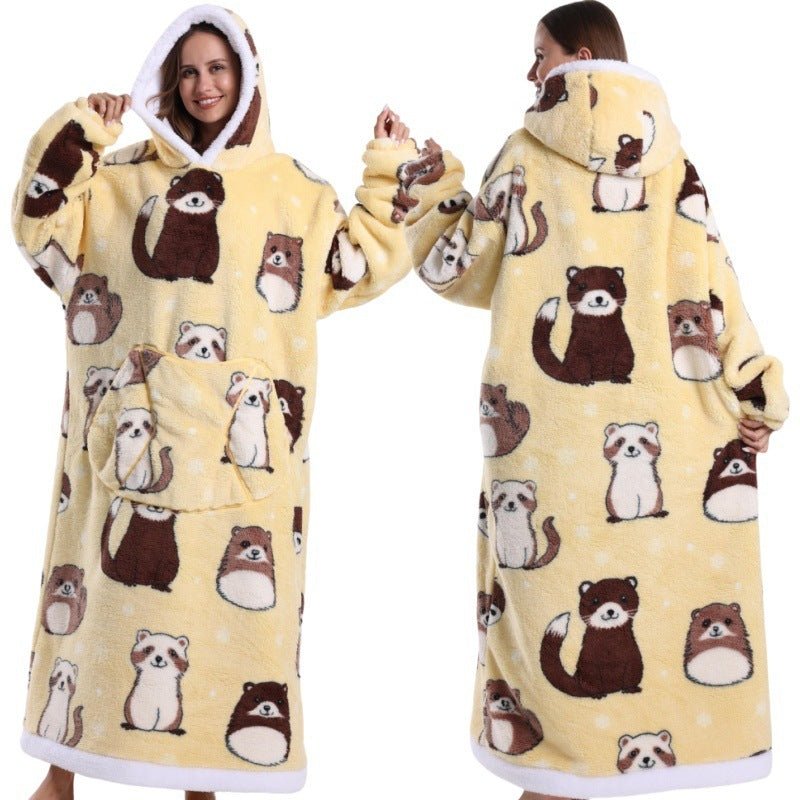 Autumn And Winter Blanket Cold - proof Clothes Hooded Lazy Lengthened Men And Women Couple Plus - sized Warm Hoodie - MINARA BIUTY