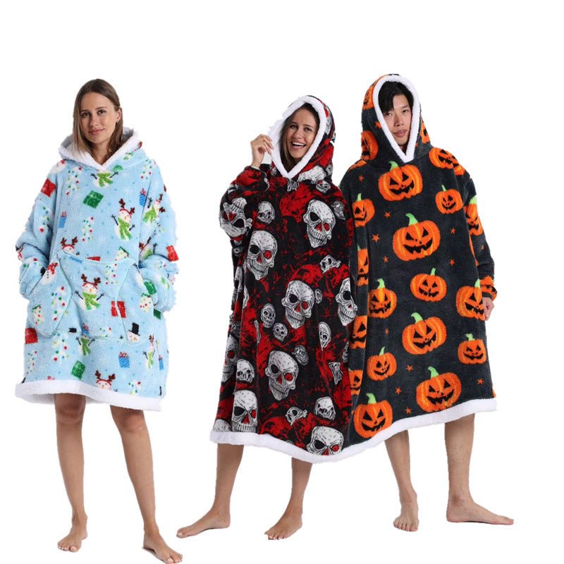 Autumn And Winter Blanket Cold - proof Clothes Hooded Lazy Lengthened Men And Women Couple Plus - sized Warm Hoodie - MINARA BIUTY