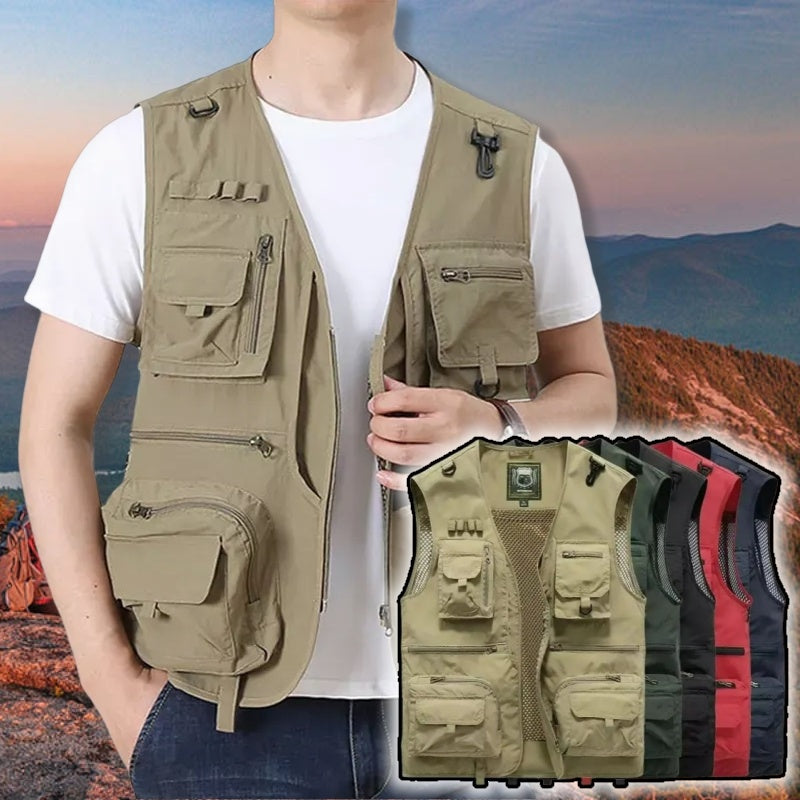 Men’s Tactical Mesh Vest – 14 Pockets Lightweight Outdoor Fishing & Hiking Jacket
