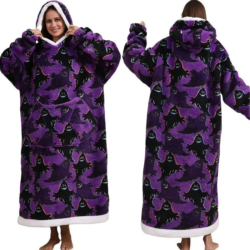 Autumn And Winter Blanket Cold-proof Clothes Hooded Lazy Lengthened Men And Women Couple Plus-sized Warm Hoodie