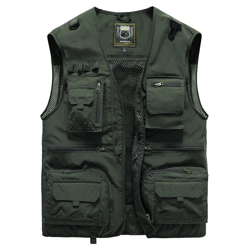 Men’s Tactical Mesh Vest – 14 Pockets Lightweight Outdoor Fishing & Hiking Jacket