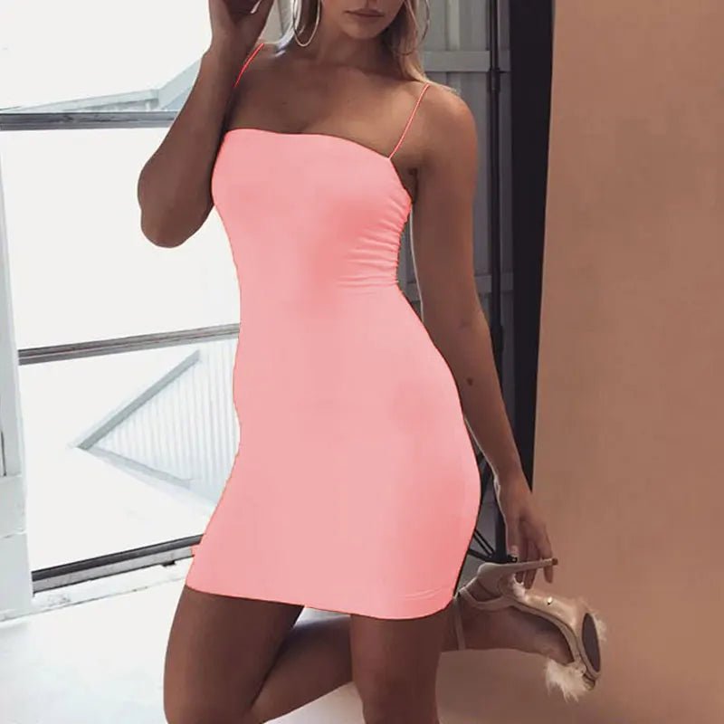 Women's Backless Bodycon Mini Dress - Y2K Summer Spaghetti Strap Dress - MINARA BIUTY